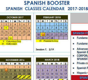 november calendar in sapinsh 2018